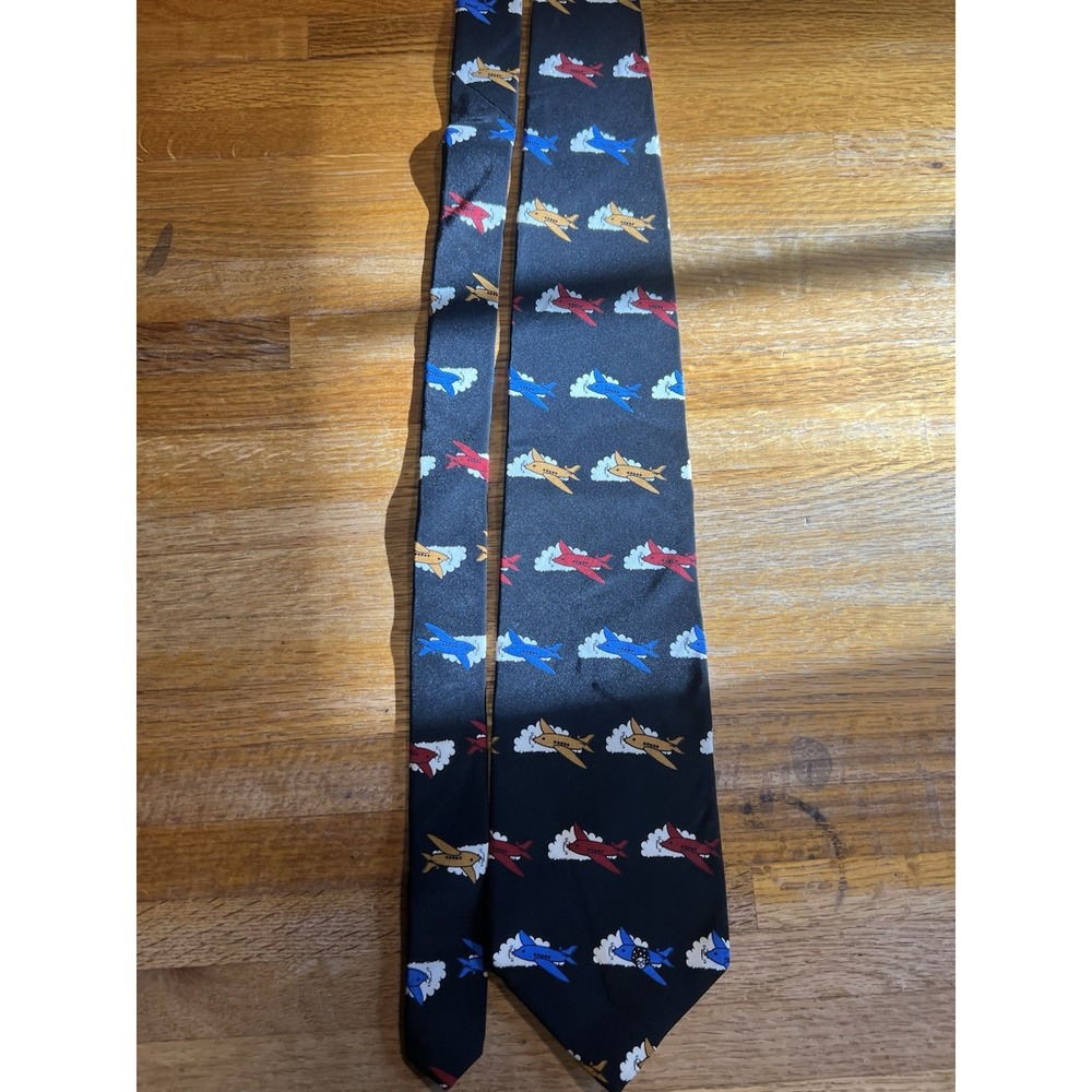 Vicky Davis New York Cloud 9 (Black) 100% Silk Airplanes Planes‎ Ties Neckties